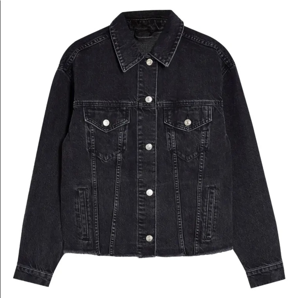 Topshop Oversized Washed Black Denim Jacket